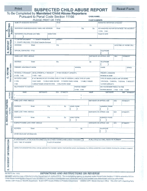 Attachment D Form SS 8572, Suspected Child Abuse Report