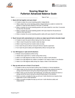 Fullerton Advanced Balance Scale PDF  Form