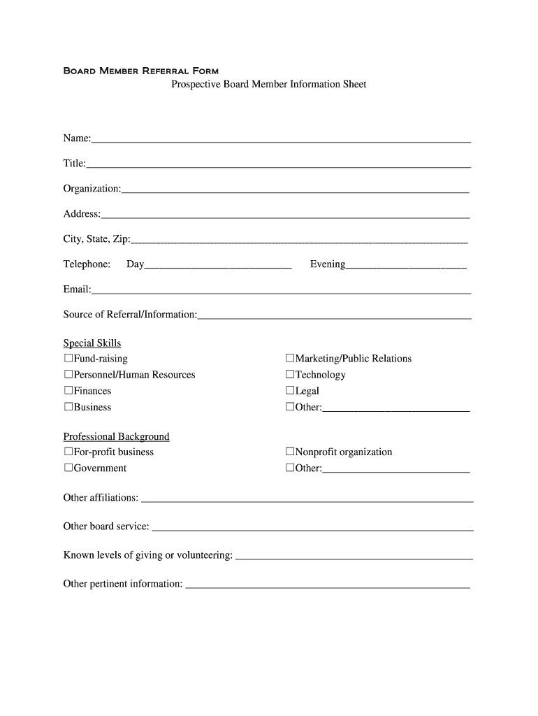 List of Board of Directors Template  Form