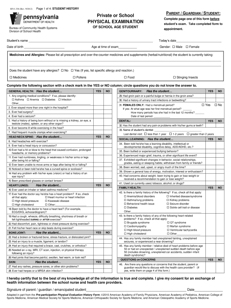 Physical Examination Form