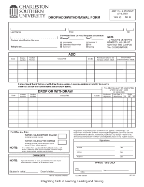 DropAddWithdraw Form Charleston Southern University Csuniv