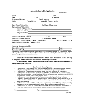 Internship Application Template  Form