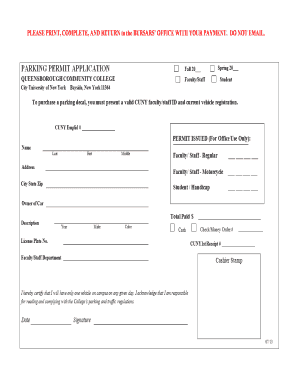 Qcc Student Parking  Form