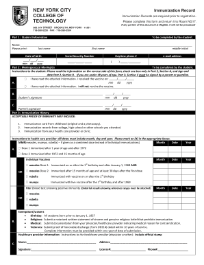 Immunization Records Nyc  Form