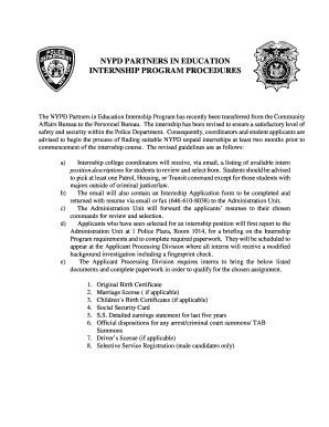 Nypd Internships  Form