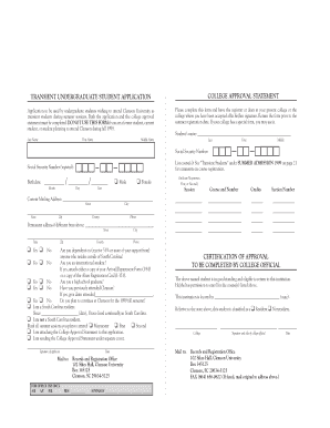 Clemson Application  Form