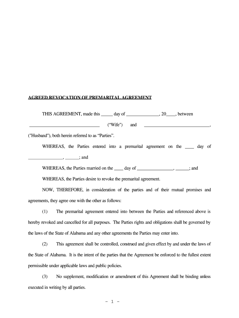 Revocation of Prenuptial Agreement Form