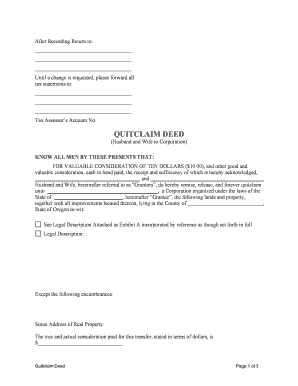 Oregon Quitclaim Deed Form