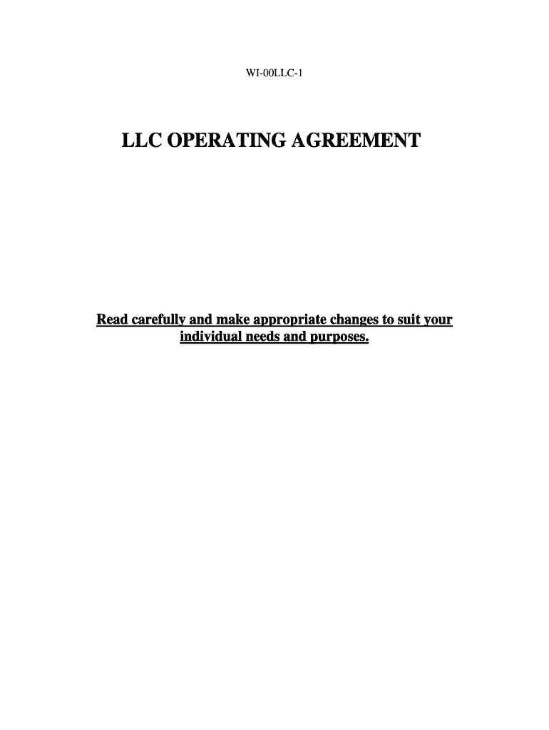Get and Sign Wisconsin Limited Liability Company LLC Operating Agreement  Form