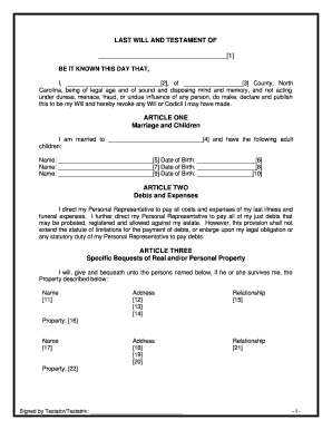 Blank Will Forms to Print