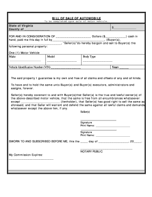 Bill of Sale Virginia  Form