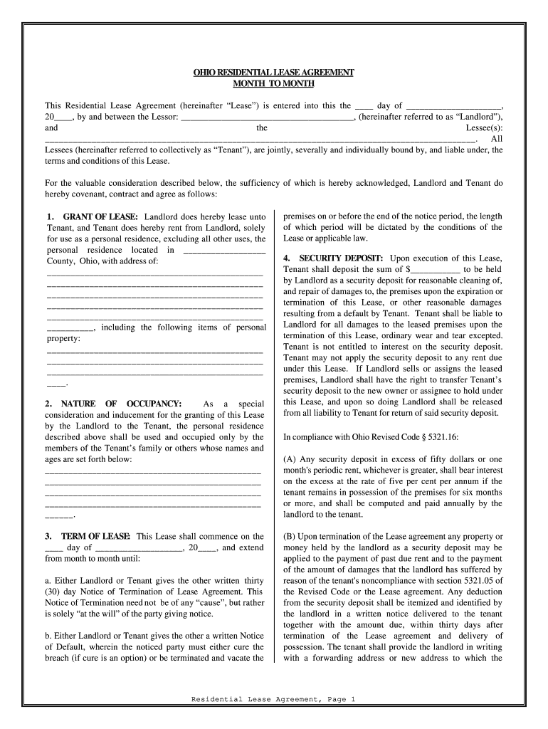 How to Fill Out a Month to Month Rental Agreement  Form