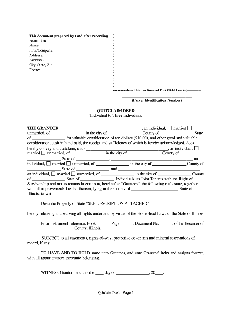 Print a Blank Quit Claim Deed PDF  Form