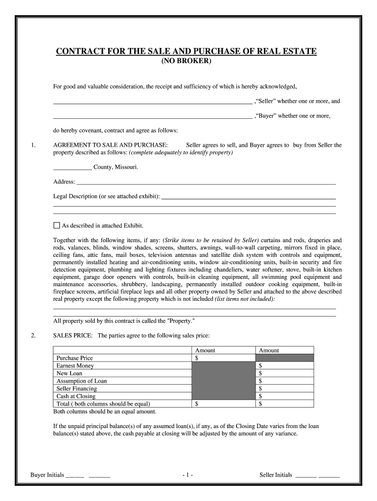 Missouri Real Estate Contract  Form