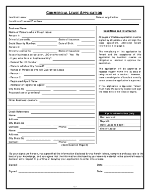 Fillable Commercial Lease Agreement  Form