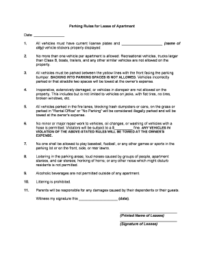 Tenant Parking Rules Letter  Form