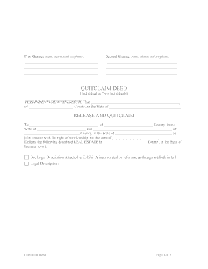 Indiana Quit Claim  Form