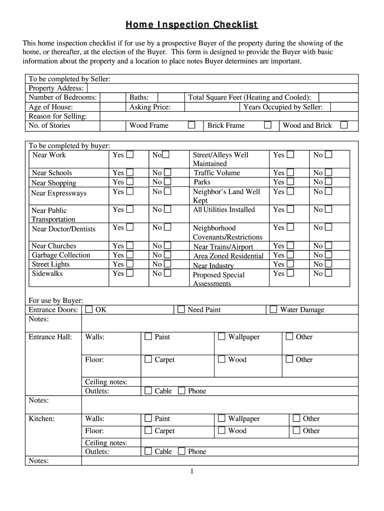 Iowa Home Inspection Checklist  Form