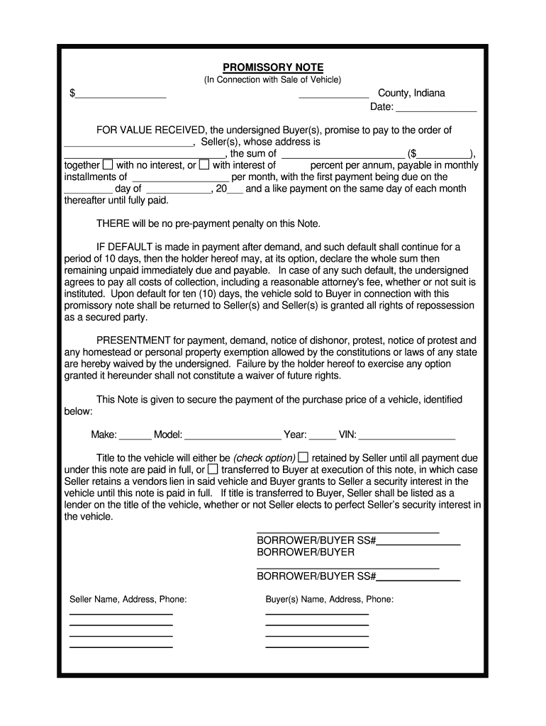 Promissory Note Pdfiller  Form