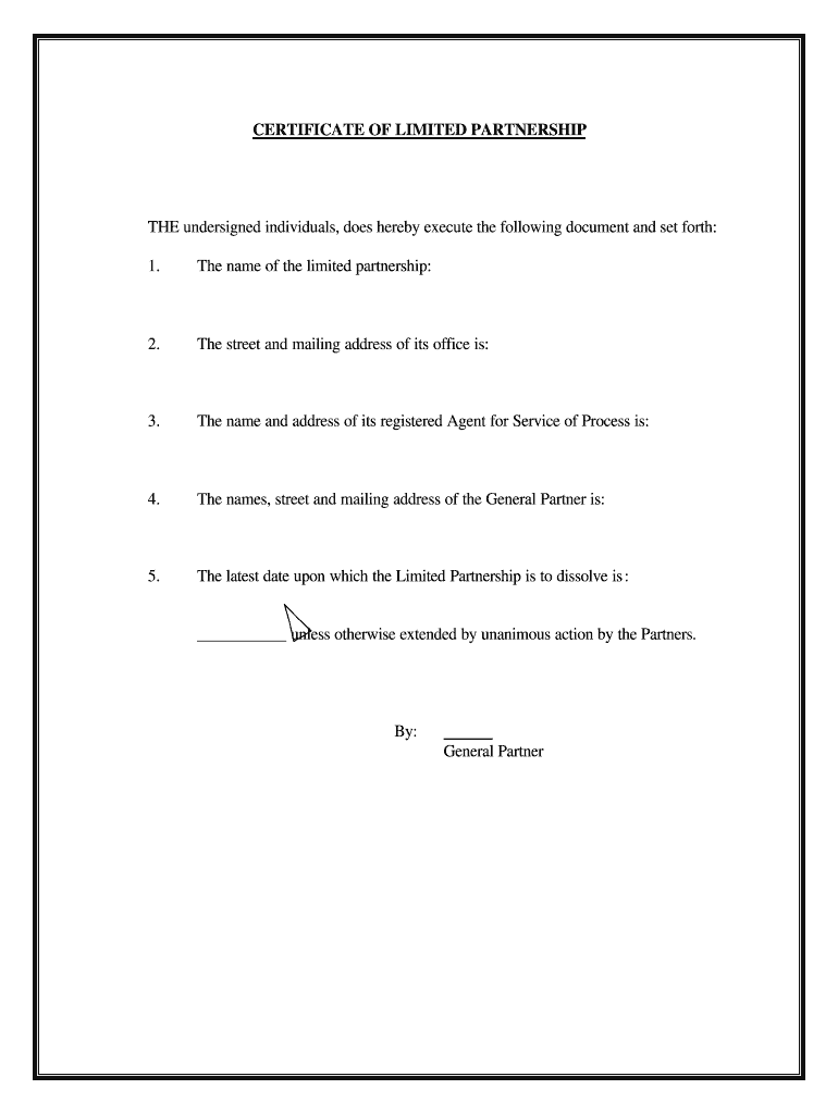 Family Limited Partnership Agreement Template  Form