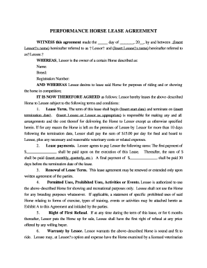 Horse Lease Agreement  Form