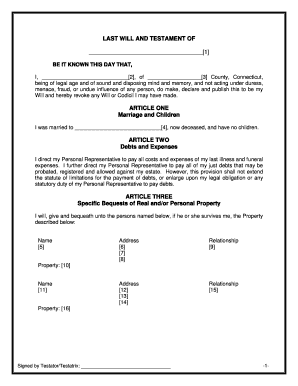 Last Will and Testament for a Widow to Granddaughter  Form