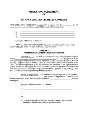 Template For Filing Operating Agreement