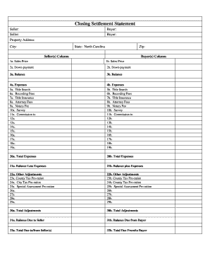 Real Estate Closing Statement Form