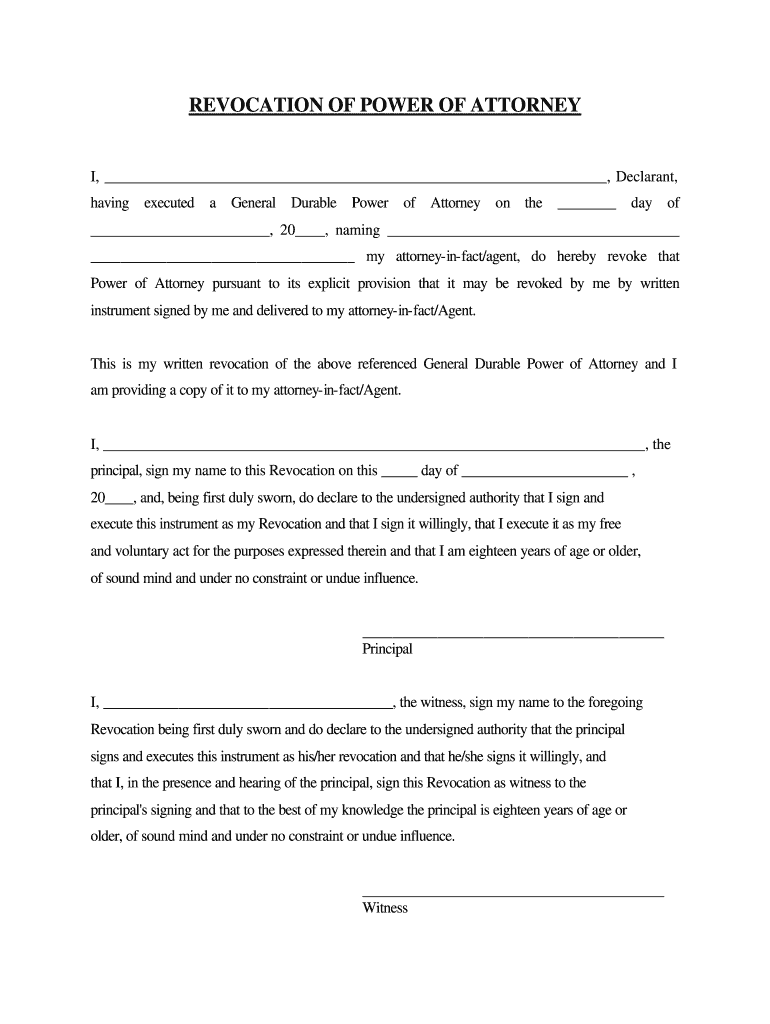 Revocation Of Poa Template