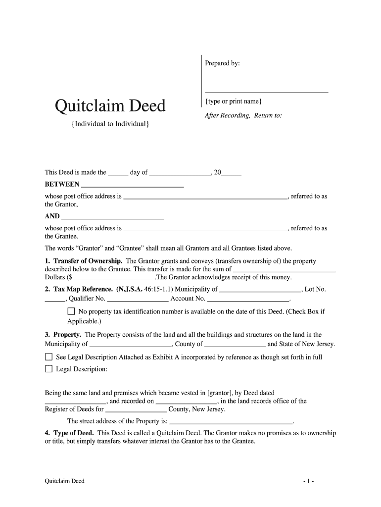 Quitclaim Deed  Form