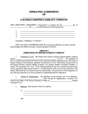 Kansas Llc Operating Agreement  Form