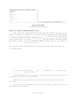 Quitclaim Deed Ny PDF  Form