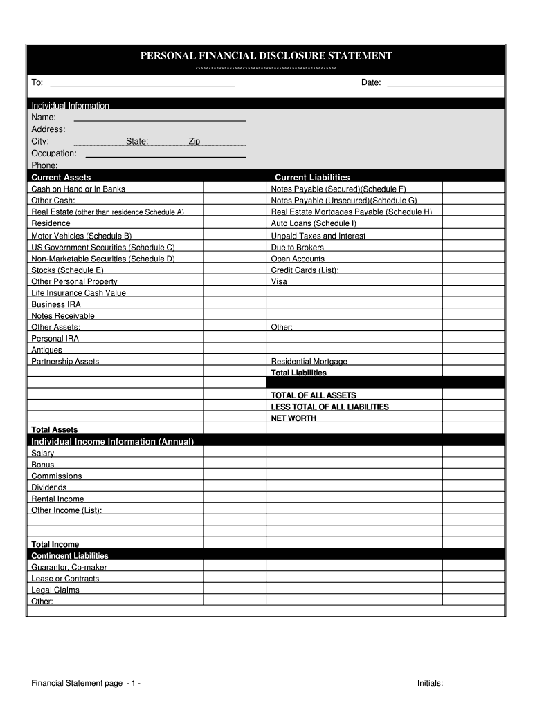 District of Columbia Financial Statements Only in Connection with Prenuptial Premarital Agreement  Form