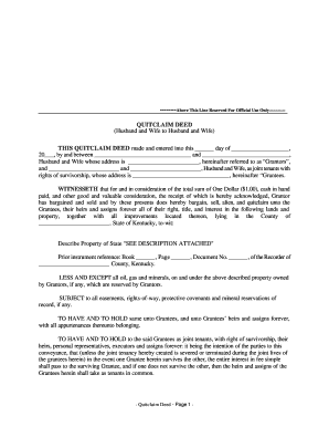 Kentucky Quitclaim Deed from Husband and Wife to Husband and Wife  Form