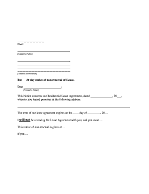 Printable Non Renewal Of Lease Letter Fill Out And Sign Printable Pdf Template Signnow