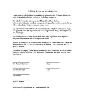 Cell Phone Authorization Form