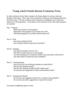 Retreat Evaluation Form