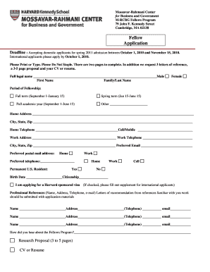 Harvard Application  Form