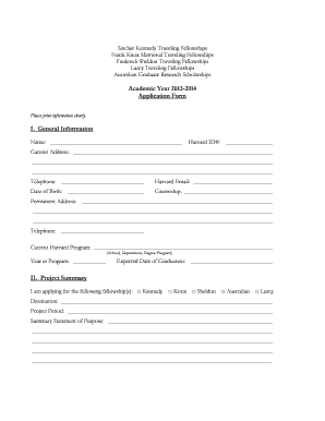 Harvard University Application Form PDF
