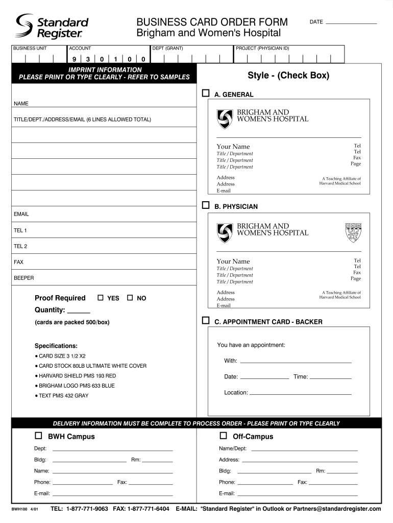  Fillable Hospital Order Form 2001-2024