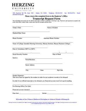 Herzing University Transcripts Fill Out And Sign Printable Pdf Template Signnow