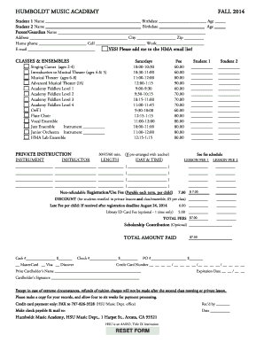 Music Academy Registration Form