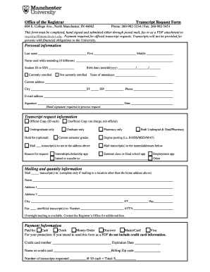 Transcript Request Form Manchester University Manchester