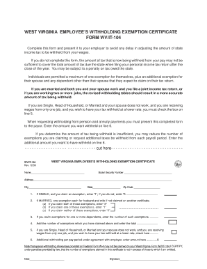 West Virginia Resident State Tax Withholding Form