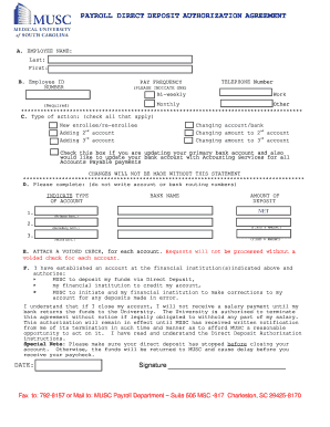 Musc Direct Deposit  Form