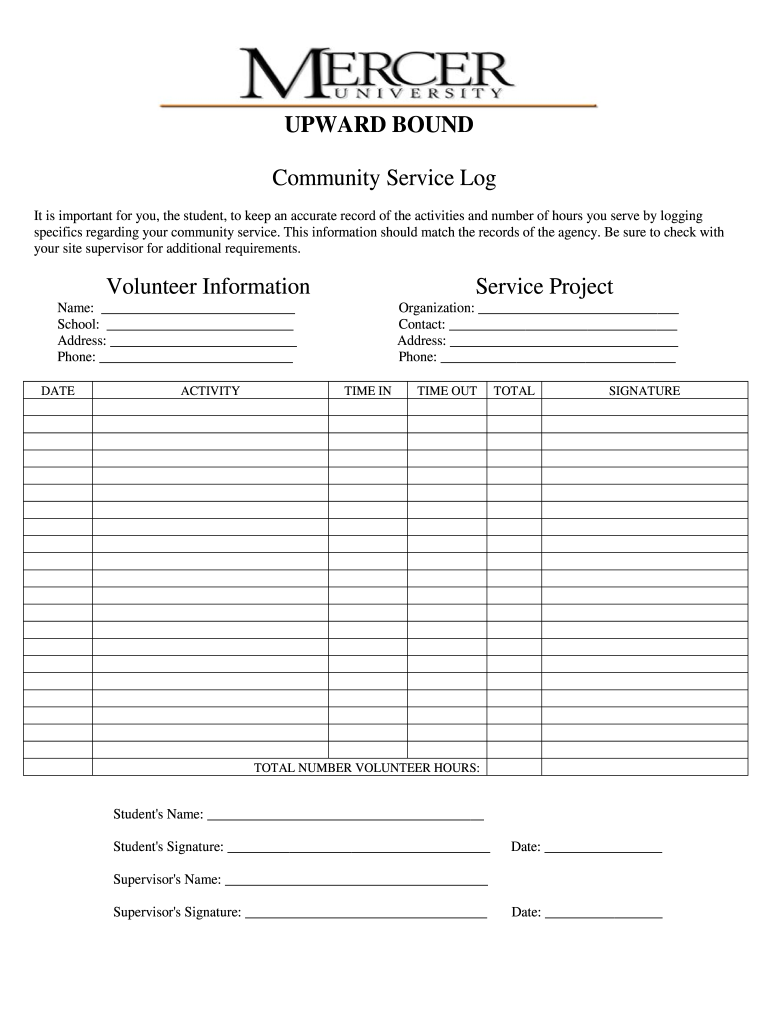 Community Service Documentation Form