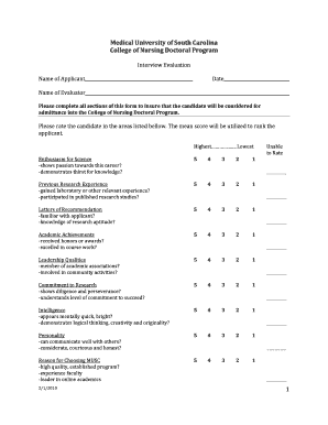 Interview Evaluation Sheet  Form