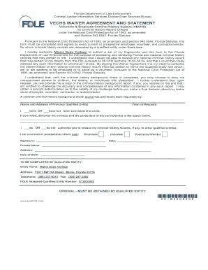 Vechs Waiver Agreement and Statement  Form