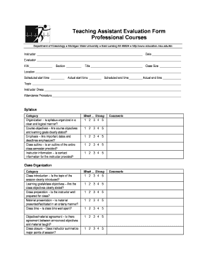 Teaching Assistant Evaluation Form