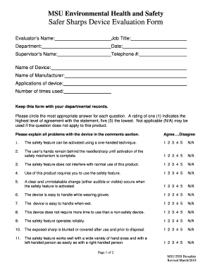 Medical Device Evaluation Form